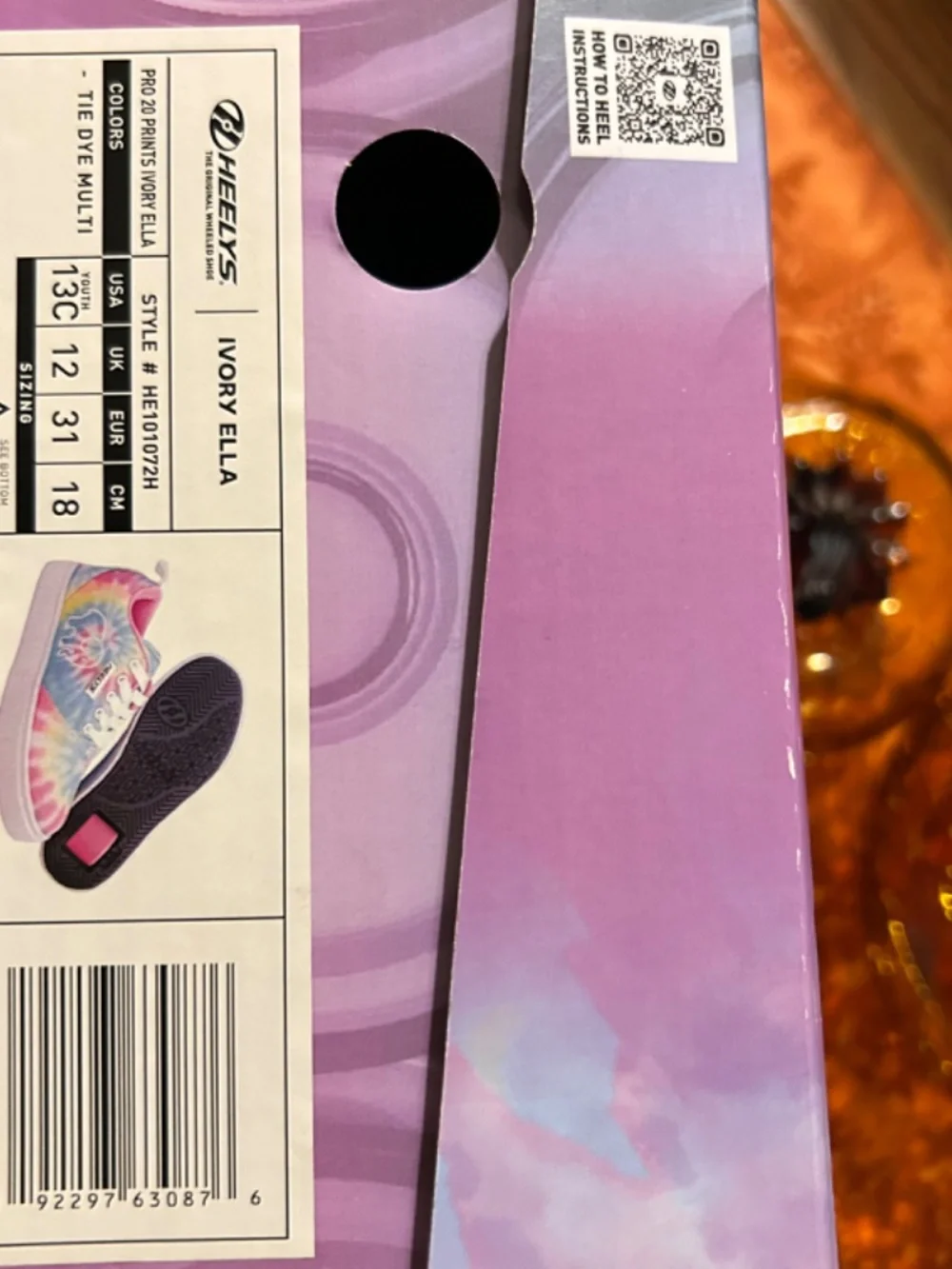 HEELYS The Original Wheeled Shoe Pro 20 Prints Ivory Ella Youth 13C NIB Tie Dye